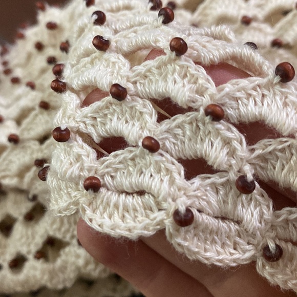 Marisa Christina linen blend beaded open knit crochet cardigan size XL - Picture 8 of 12